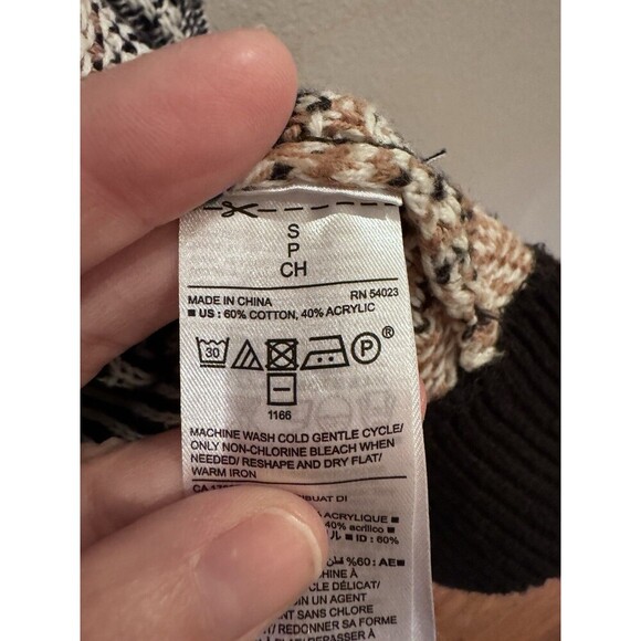 Old Navy Womens Open Cardigan Textured Knit Black White Brown Small Oversized - Picture 2 of 8